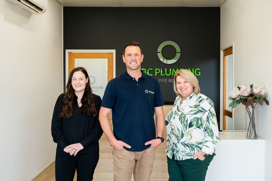 Kade Bell-Chambers with the KBC office team in reception